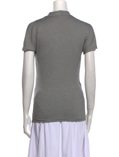 Max Mara Plaid Print V-Neck Top