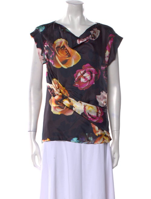 Max Mara Floral Print Cowl Neck Blouse
