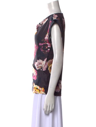 Max Mara Floral Print Cowl Neck Blouse