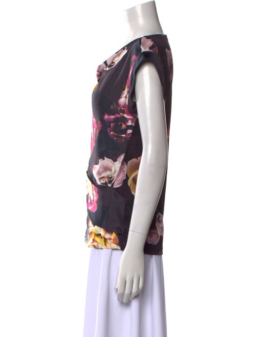 Max Mara Floral Print Cowl Neck Blouse