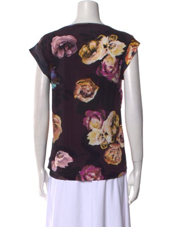 Max Mara Floral Print Cowl Neck Blouse