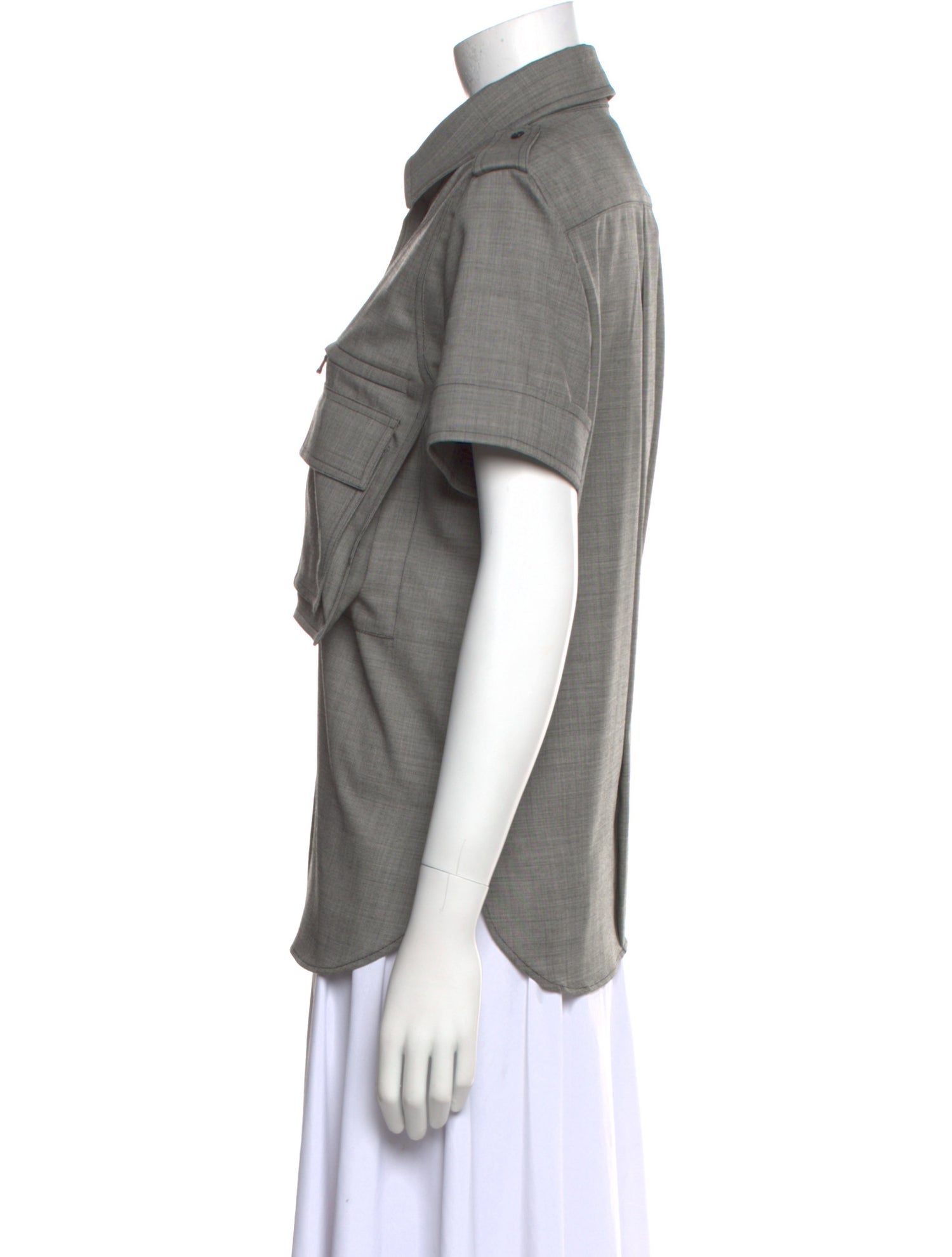 Max Mara Virgin Wool Short Sleeve Button-Up Top w/ Tags