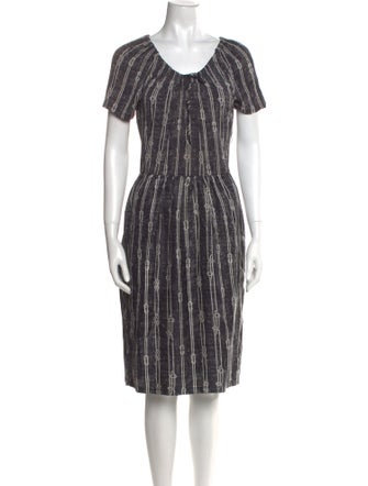 Max Mara Striped Midi Length Dress
