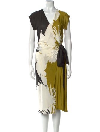 Max Mara Floral Print Midi Length Dress