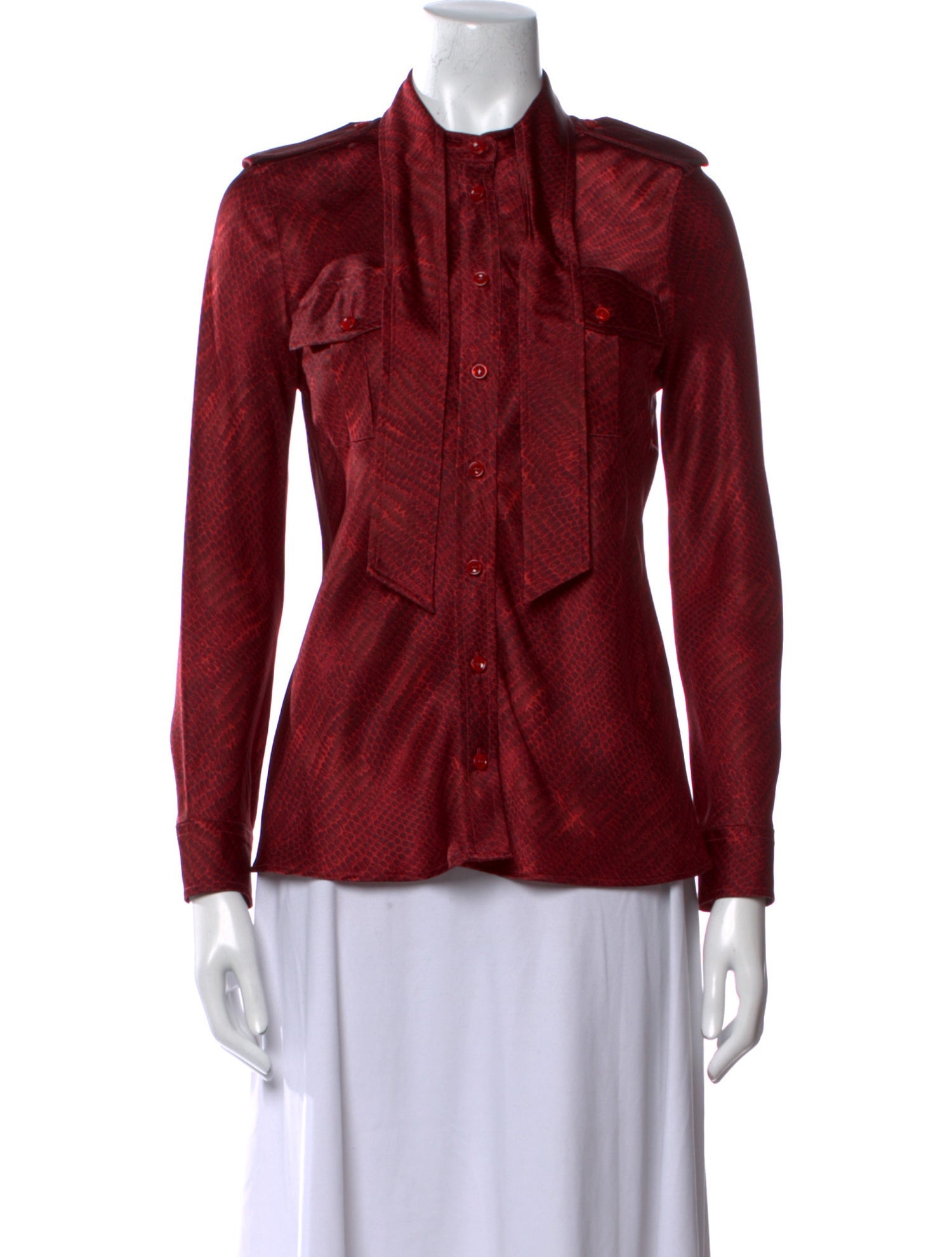 Max Mara Silk Mock Neck Button-Up Top w/ Tags