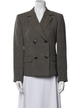Max Mara Virgin Wool Plaid Print Blazer