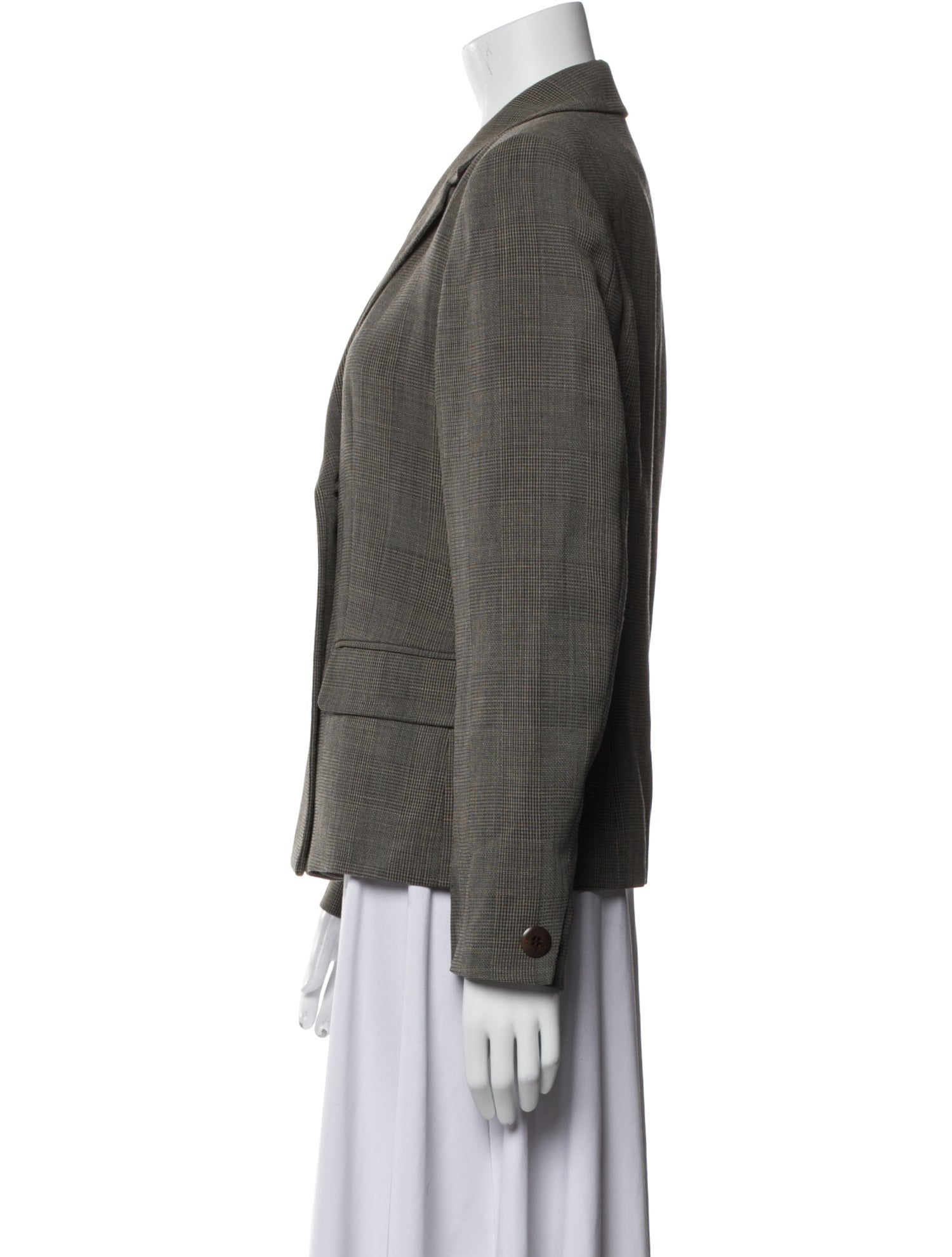 Max Mara Virgin Wool Plaid Print Blazer