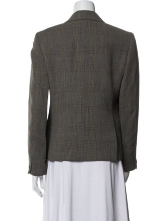 Max Mara Virgin Wool Plaid Print Blazer
