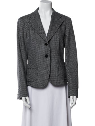 Max Mara Virgin Wool Houndstooth Print Blazer