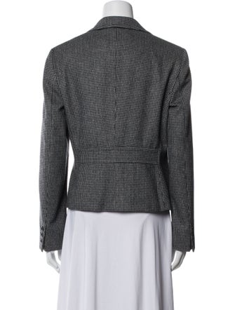 Max Mara Virgin Wool Houndstooth Print Blazer