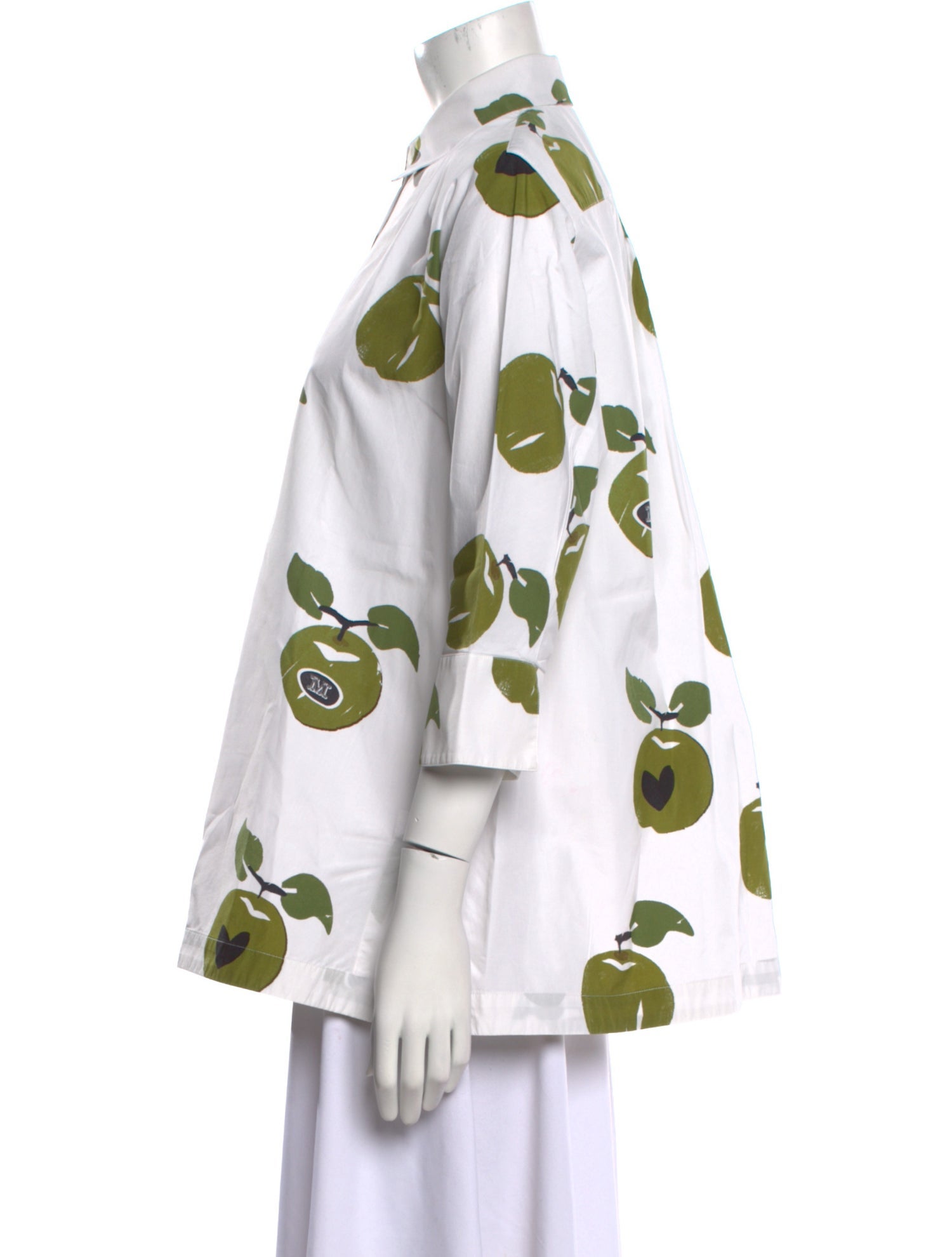 Max Mara Printed Three-Quarter Sleeve Button-Up Top