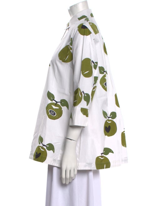 Max Mara Printed Three-Quarter Sleeve Button-Up Top