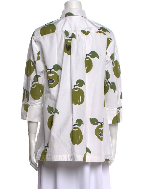 Max Mara Printed Three-Quarter Sleeve Button-Up Top
