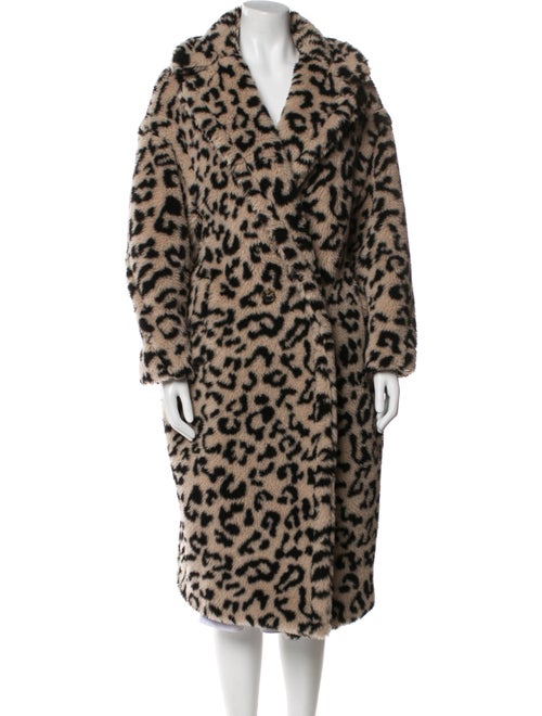 Max Mara Virgin Wool Animal Print Faux Fur Coat