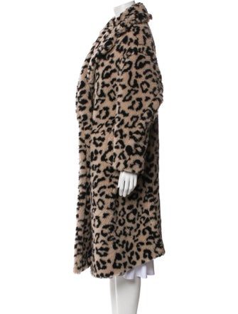Max Mara Virgin Wool Animal Print Faux Fur Coat