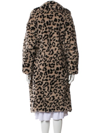 Max Mara Virgin Wool Animal Print Faux Fur Coat