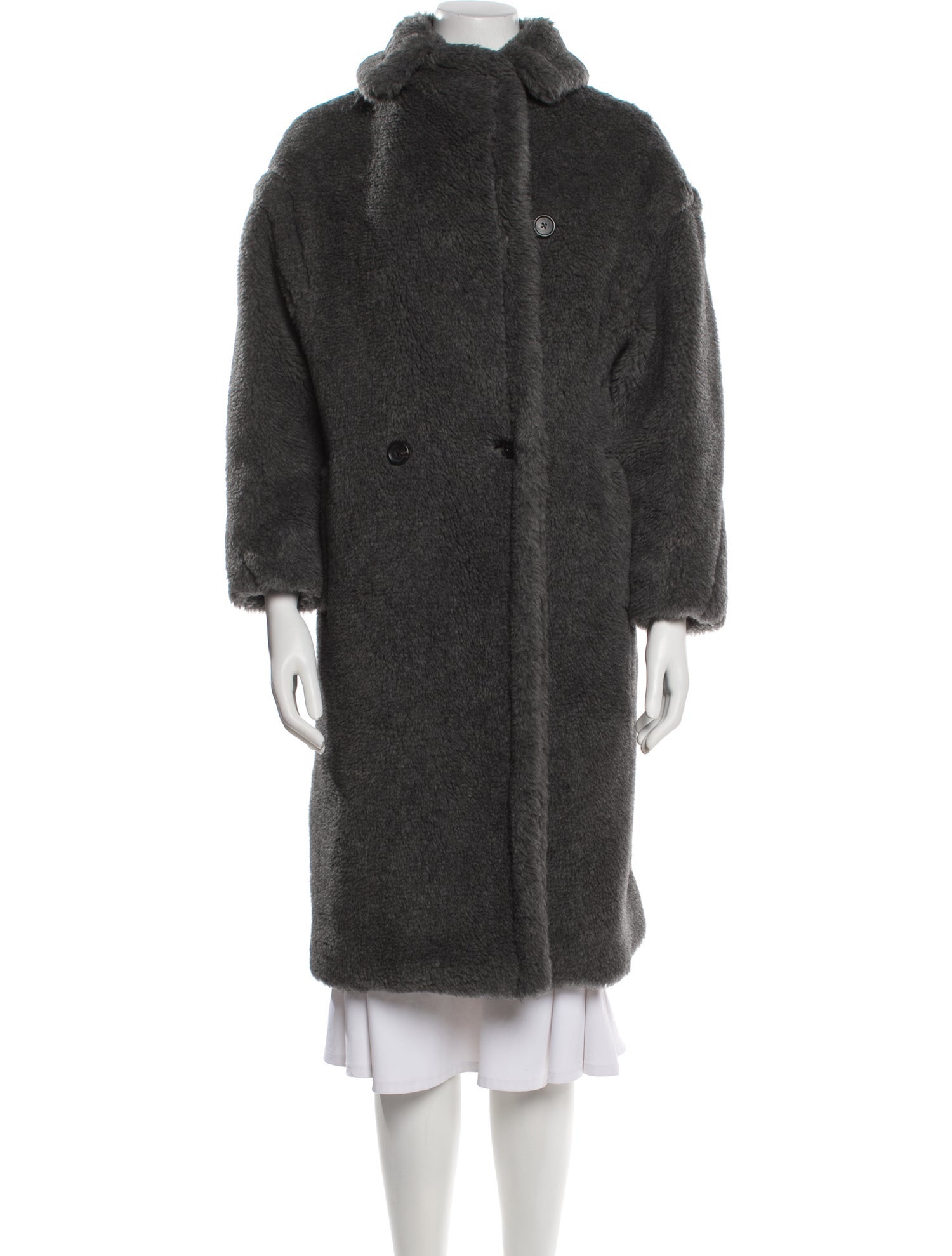 Max Mara Virgin Wool Faux Fur Coat