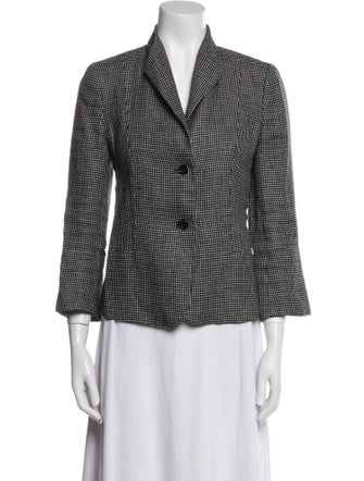 Max Mara Linen Houndstooth Print Blazer
