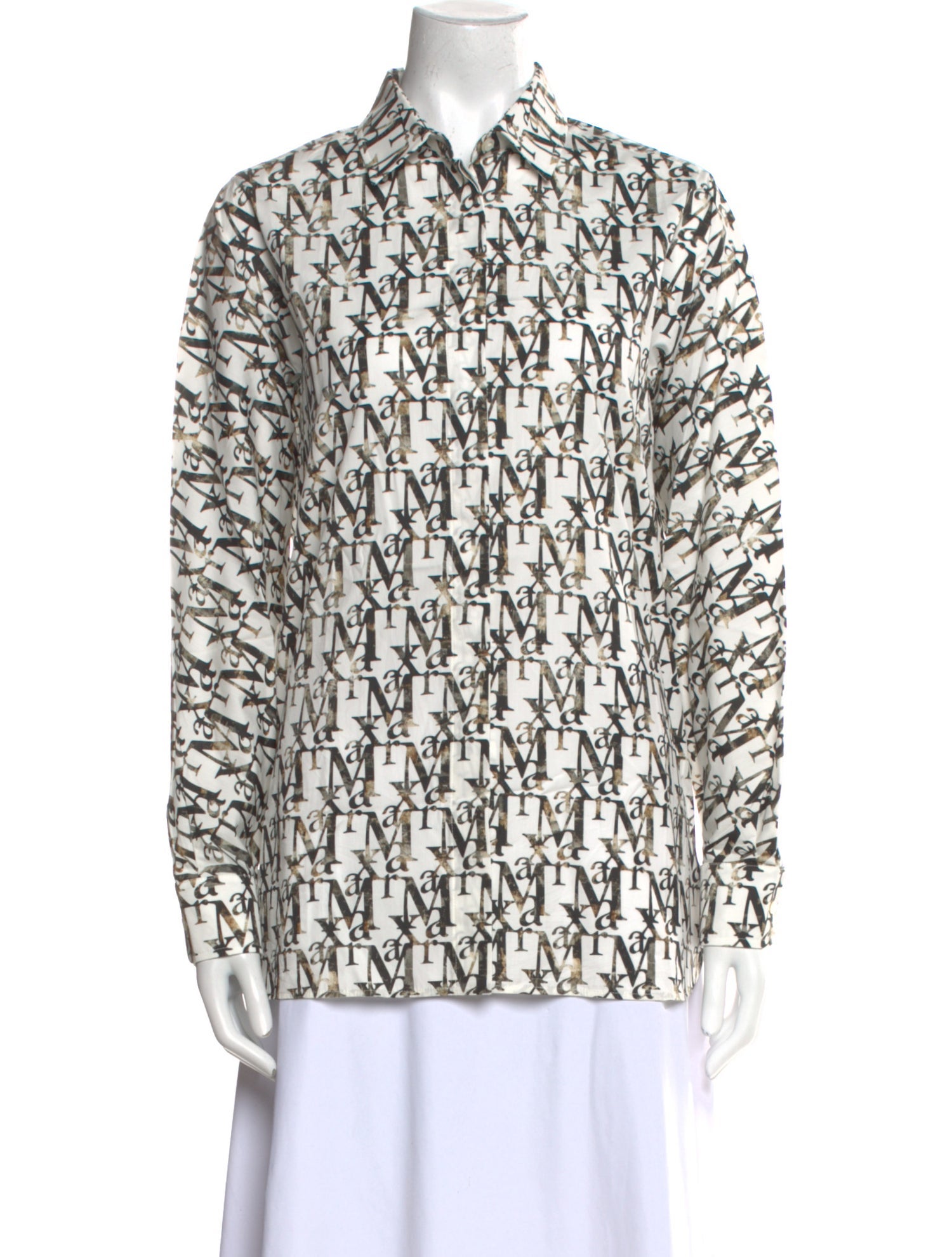 Max Mara Printed Long Sleeve Button-Up Top