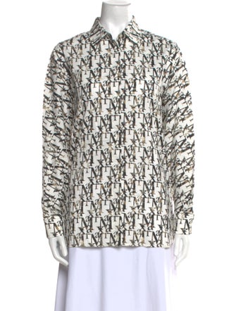 Max Mara Printed Long Sleeve Button-Up Top