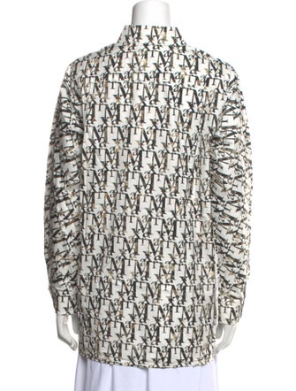 Max Mara Printed Long Sleeve Button-Up Top
