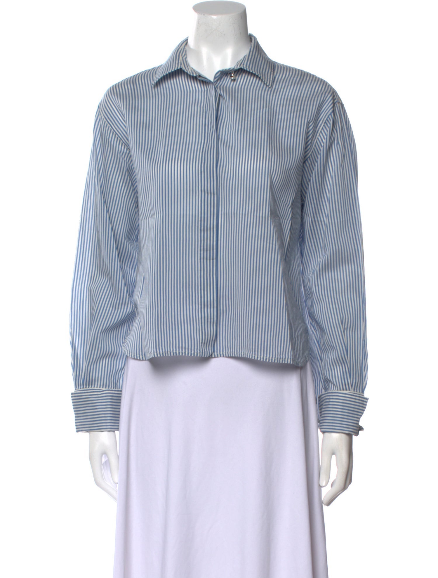 Max Mara Striped Long Sleeve Button-Up Top