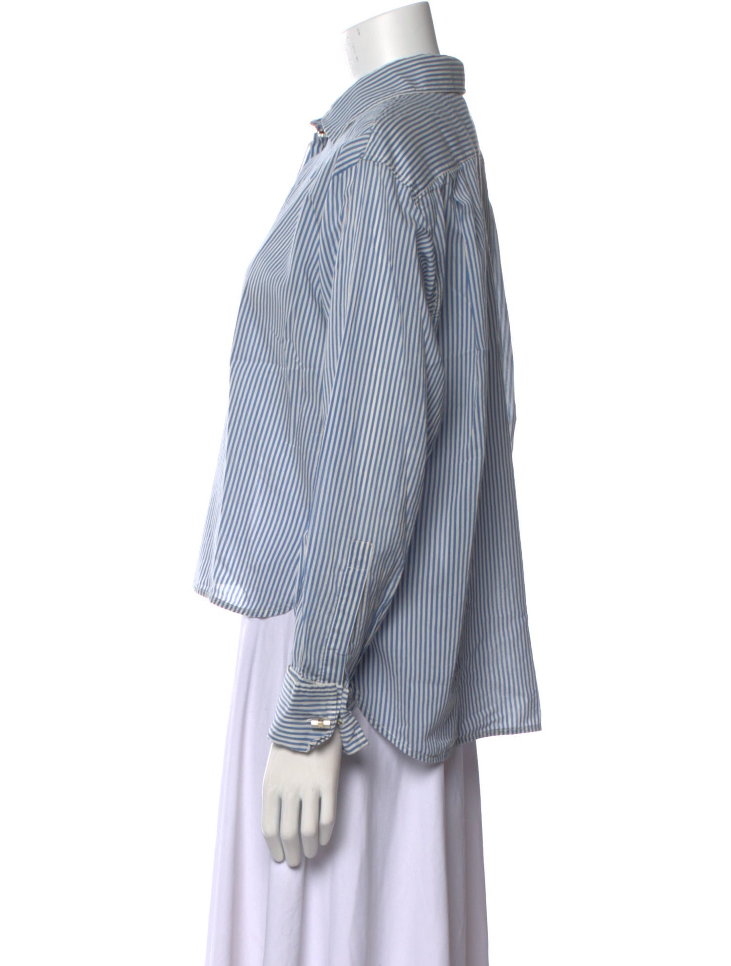 Max Mara Striped Long Sleeve Button-Up Top