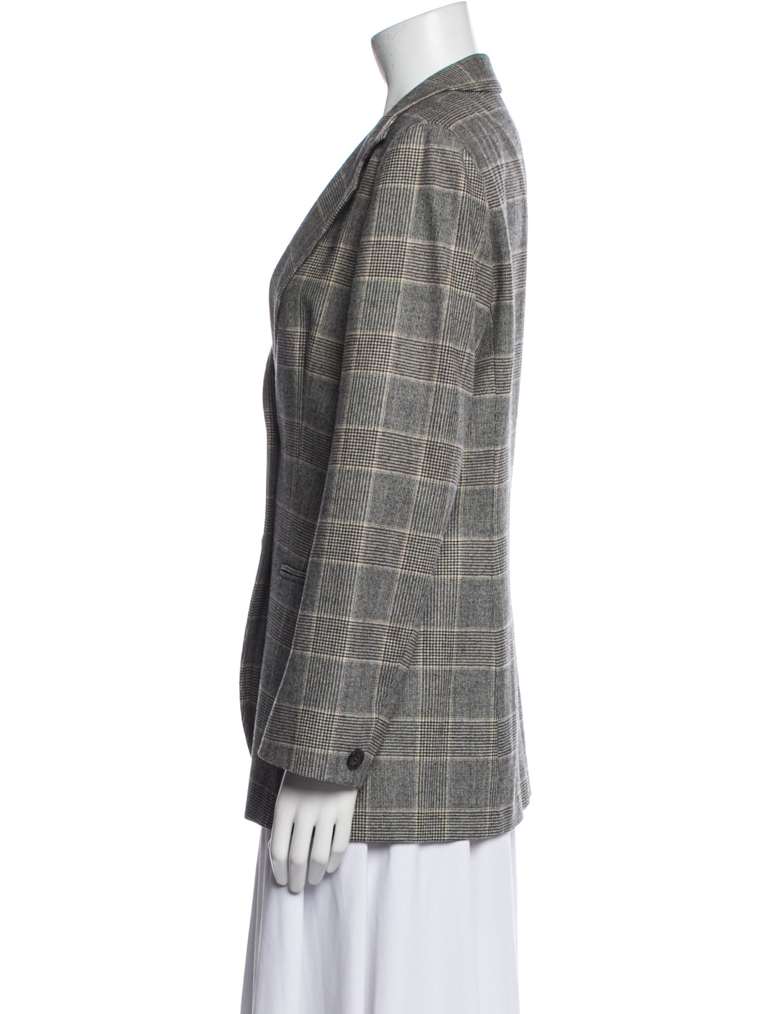 Max Mara Virgin Wool Plaid Print Blazer