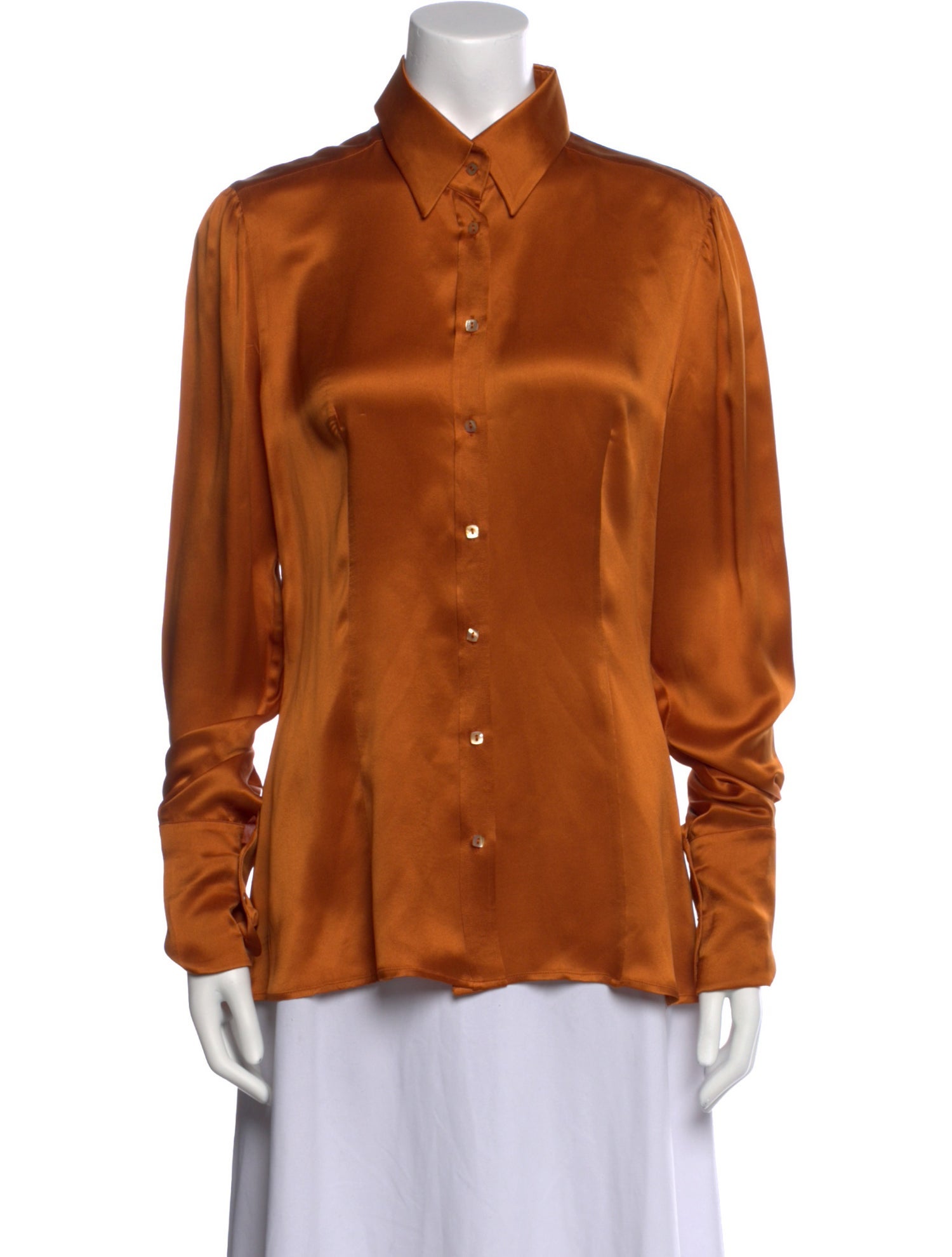 Max Mara Silk Long Sleeve Button-Up Top