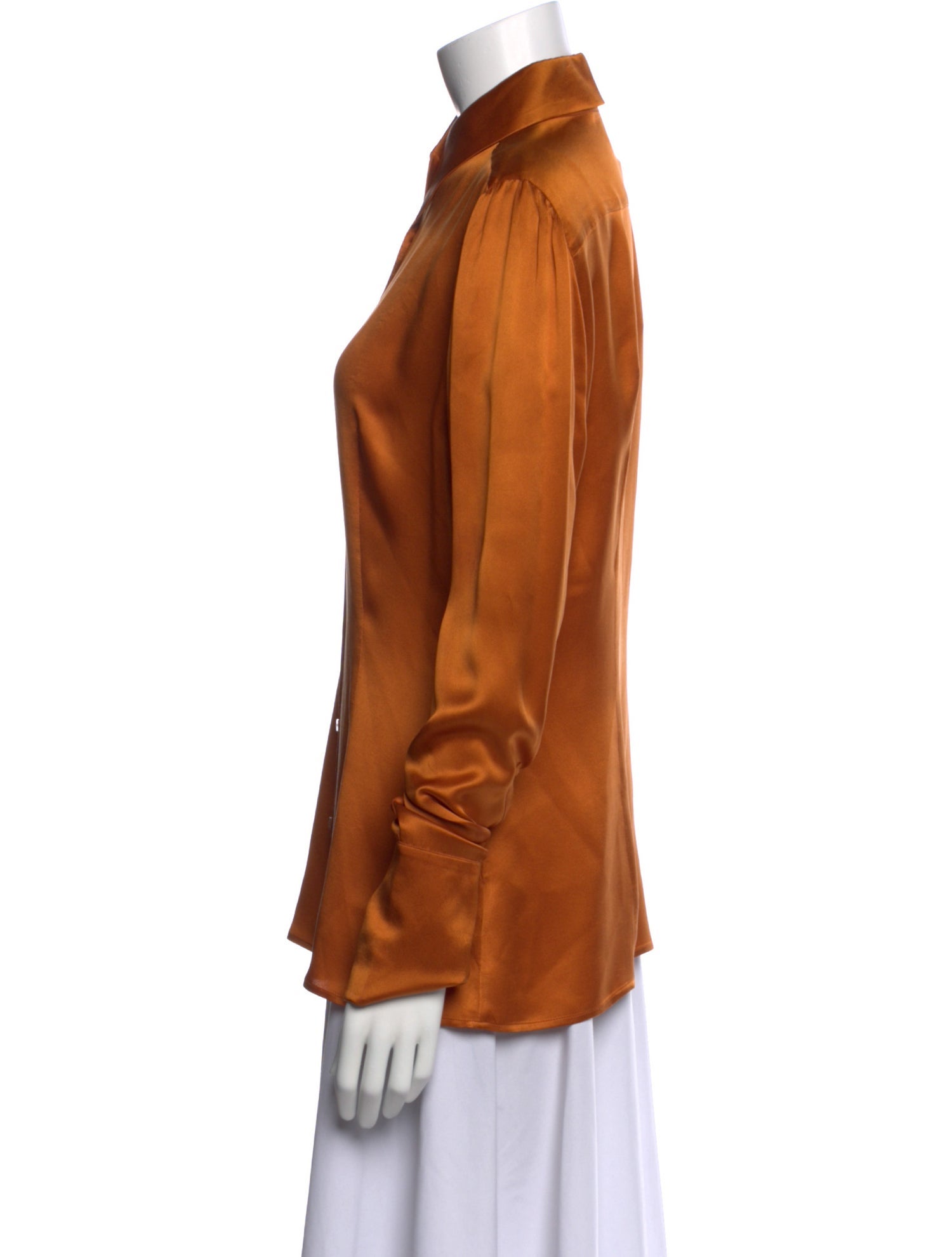 Max Mara Silk Long Sleeve Button-Up Top