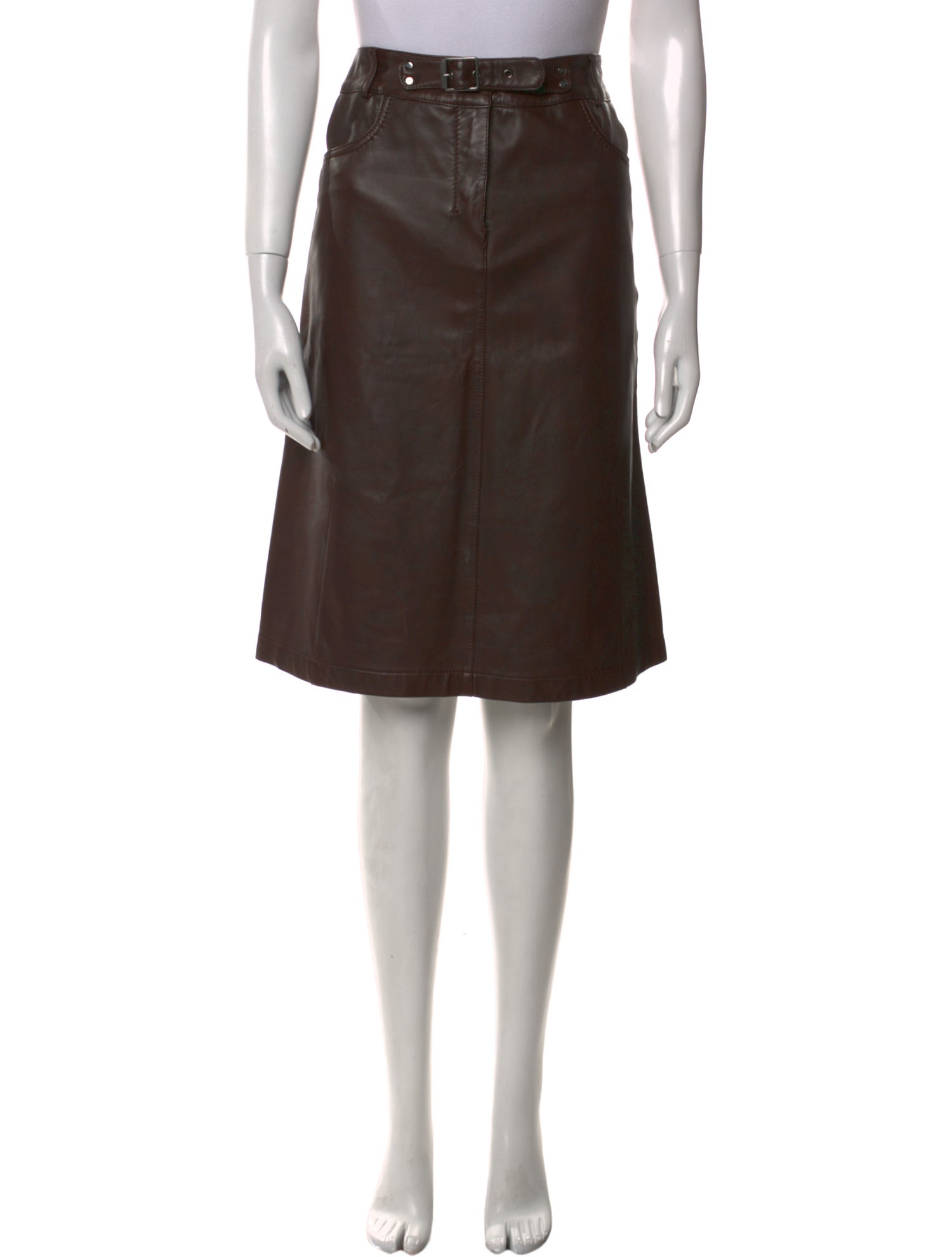 'S Max Mara Leather Knee-Length Skirt