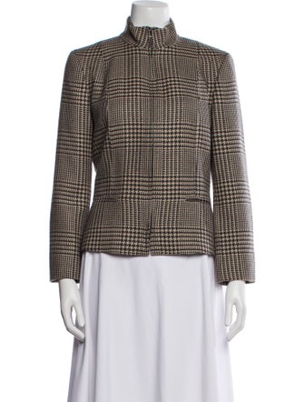 Max Mara Virgin Wool Houndstooth Print Blazer