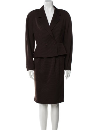 Max Mara Virgin Wool Pleated Accents Skirt Set