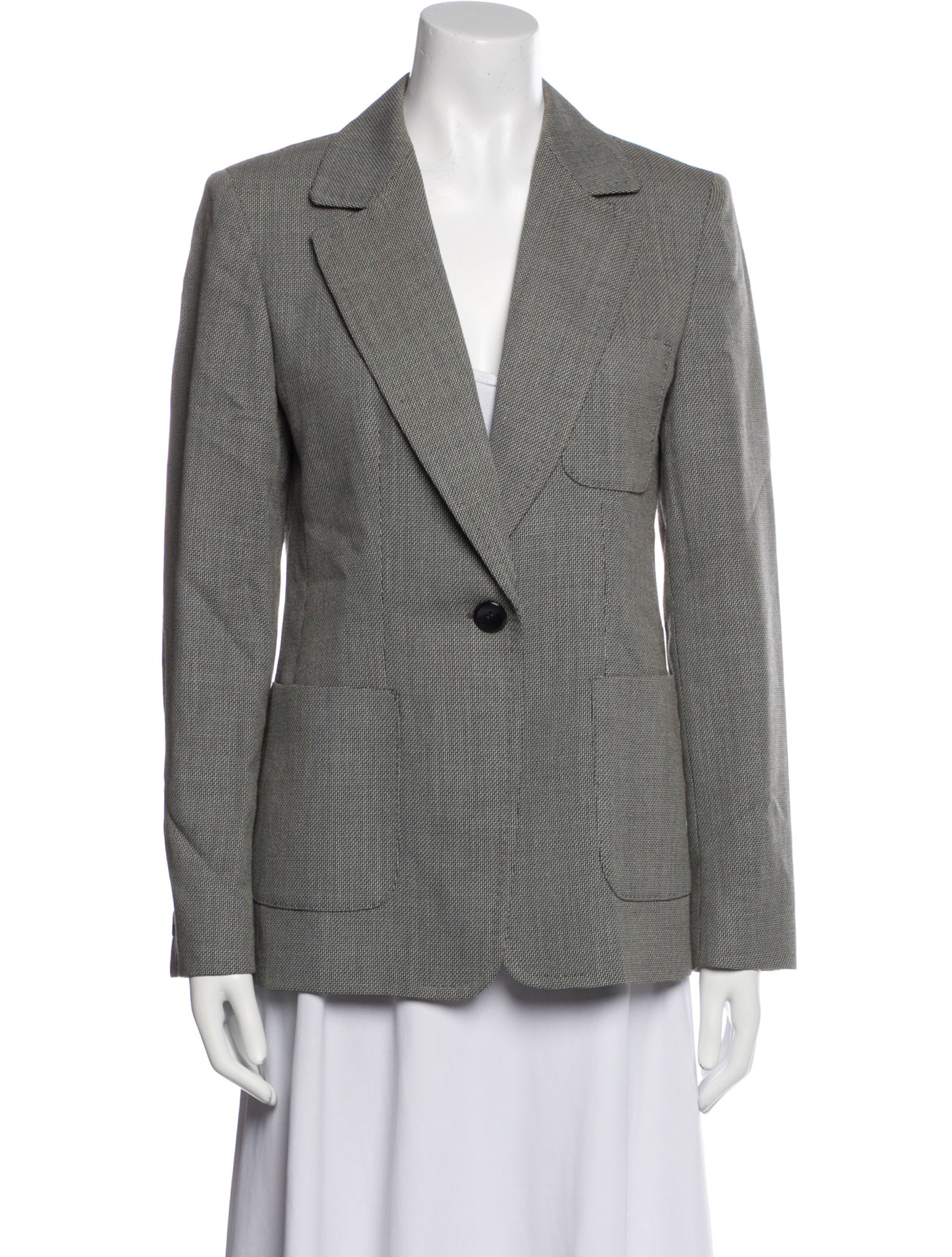 Max Mara Virgin Wool Plaid Print Blazer