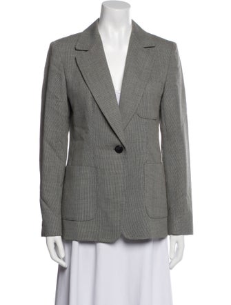 Max Mara Virgin Wool Plaid Print Blazer
