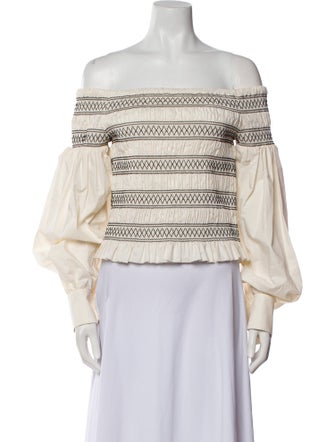 Max Mara Off-The-Shoulder Long Sleeve Crop Top