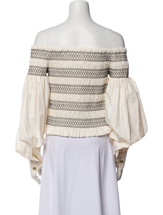 Max Mara Off-The-Shoulder Long Sleeve Crop Top