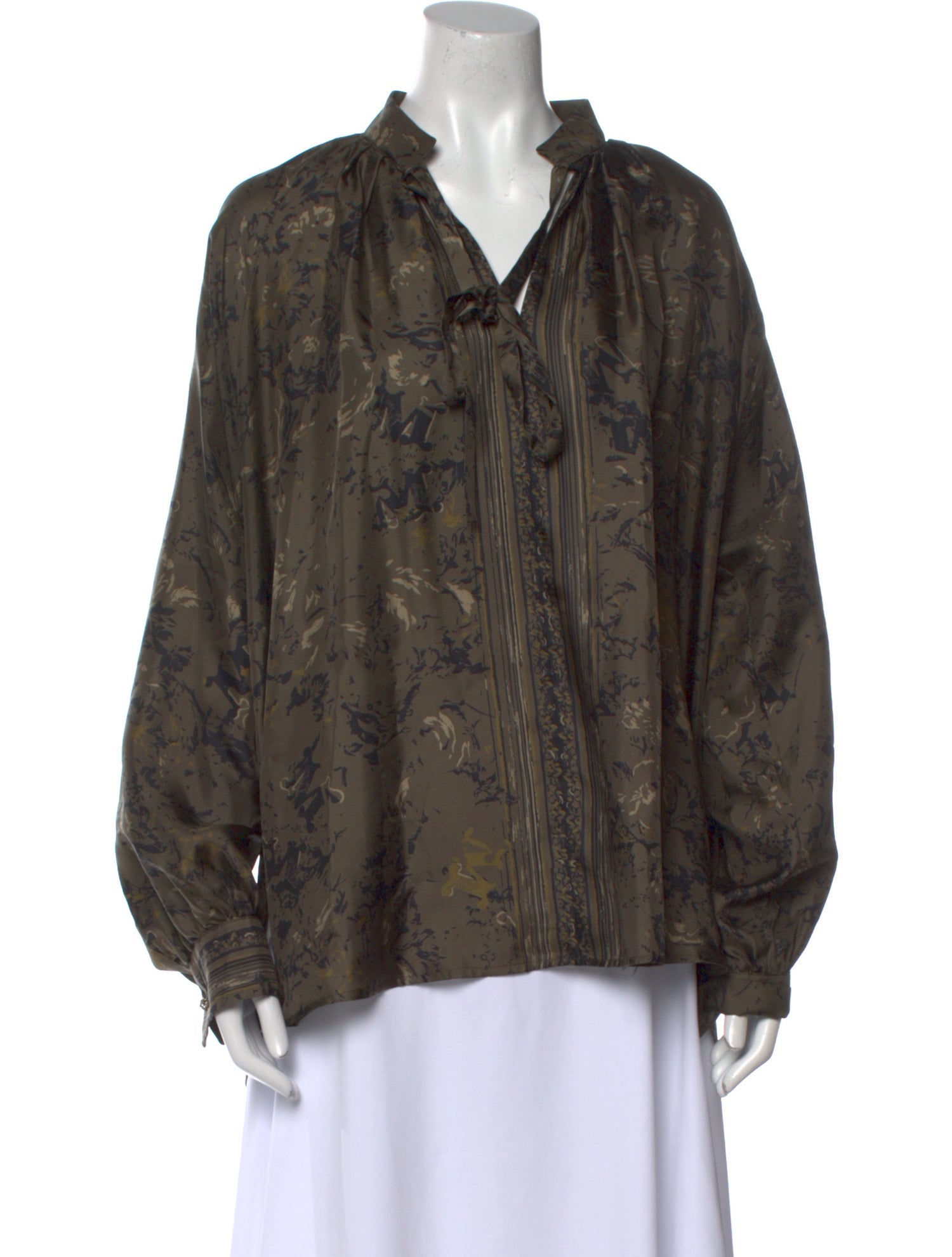 Max Mara Printed V-Neck Blouse