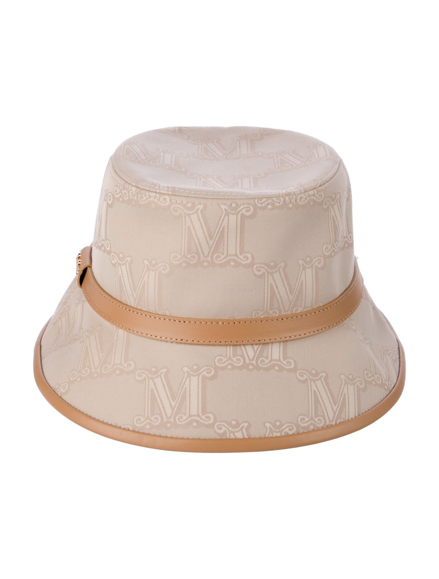 Max Mara Cotton Bucket Hat With Leather Trap w/Tags