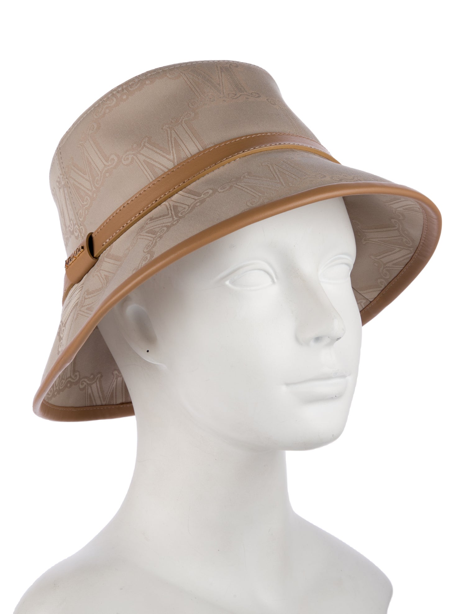 Max Mara Cotton Bucket Hat With Leather Trap w/Tags