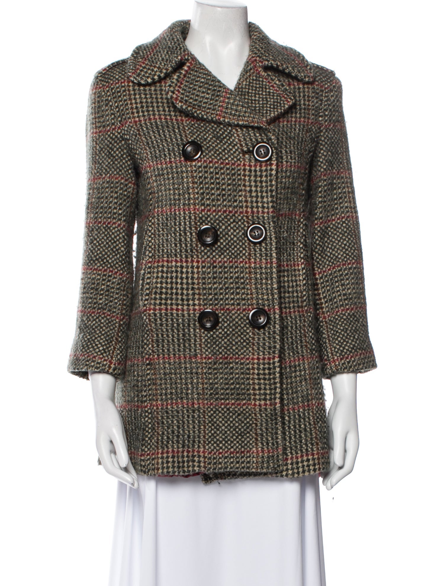 Max Mara Virgin Wool Tweed Pattern Peacoat