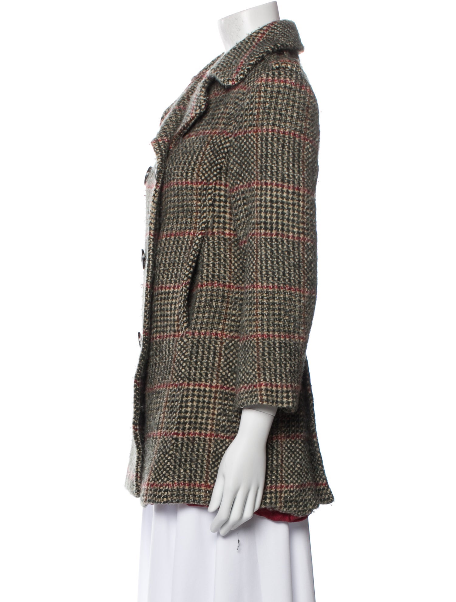 Max Mara Virgin Wool Tweed Pattern Peacoat