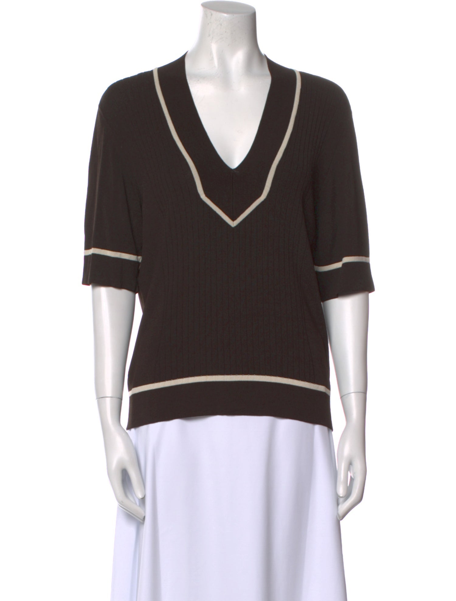 Max Mara V-Neck Three-Quarter Sleeve Top