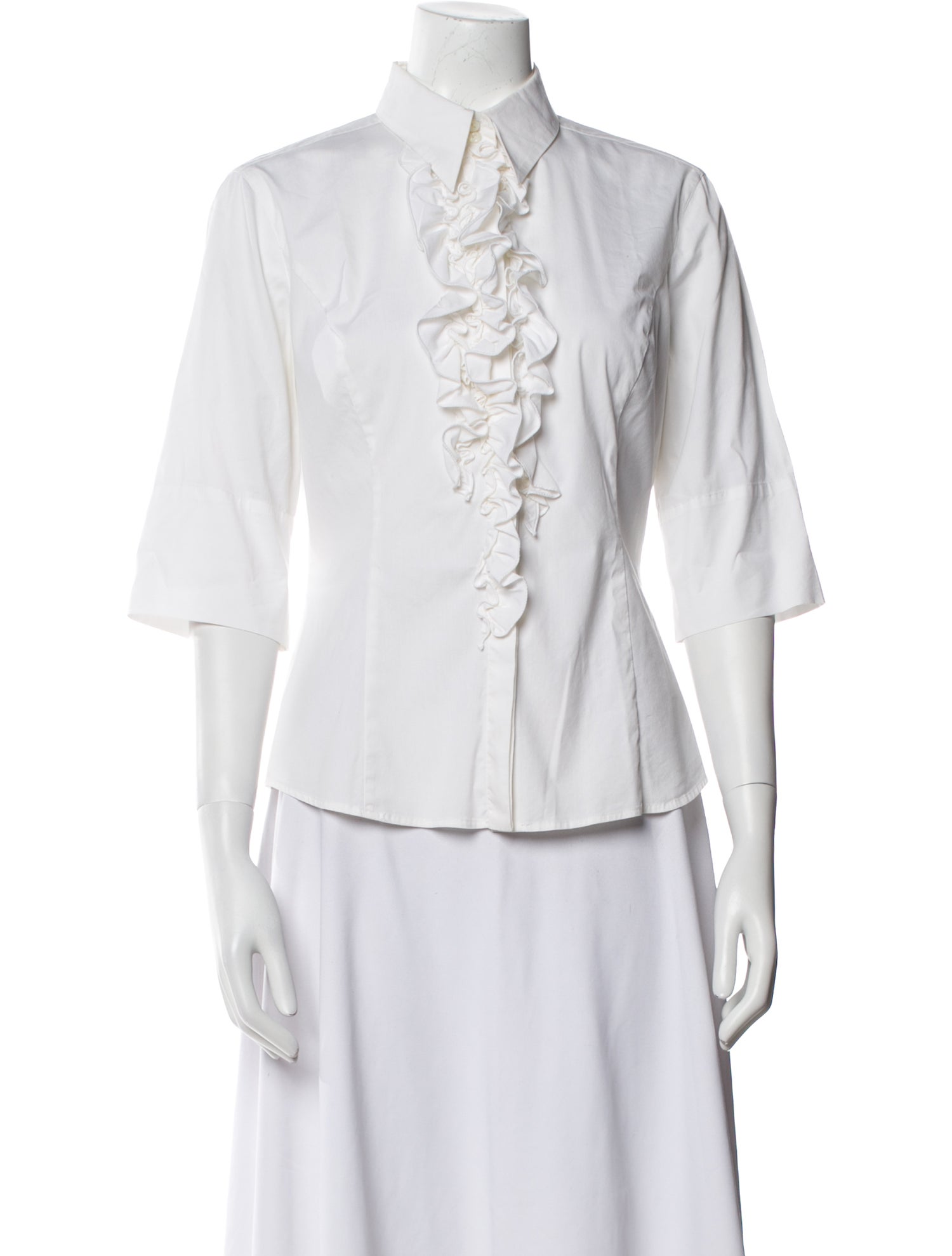 Max Mara Three-Quarter Sleeve Button-Up Top