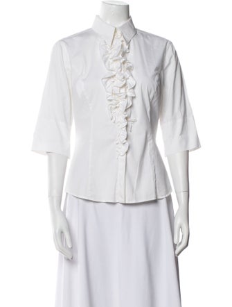 Max Mara Three-Quarter Sleeve Button-Up Top