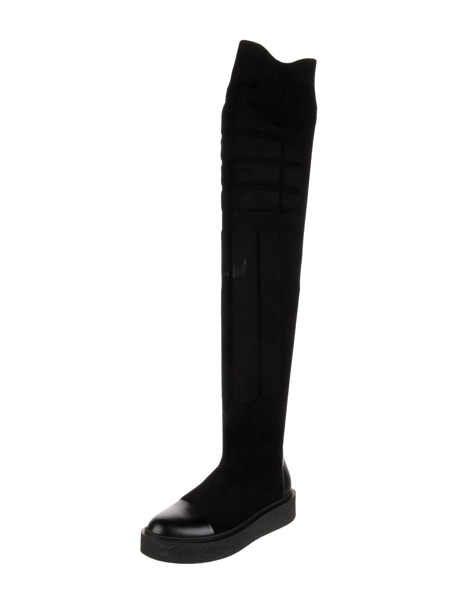 Max Mara Leather Trim Embellishment Sock Boots