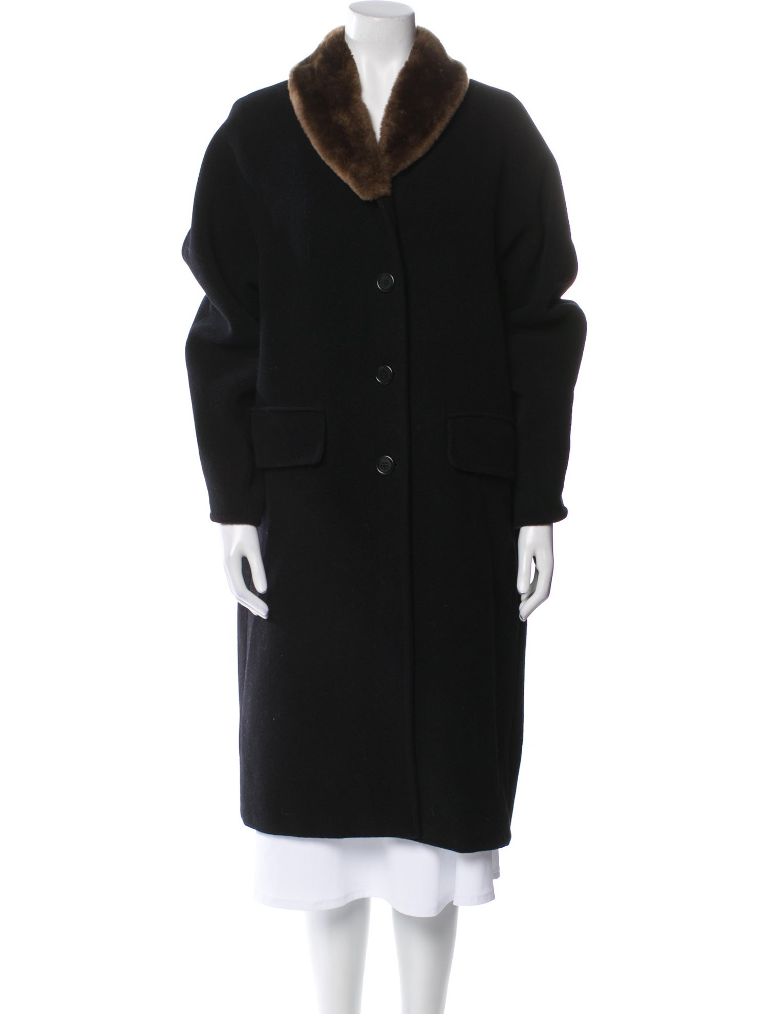Max Mara Virgin Wool Faux Fur Coat