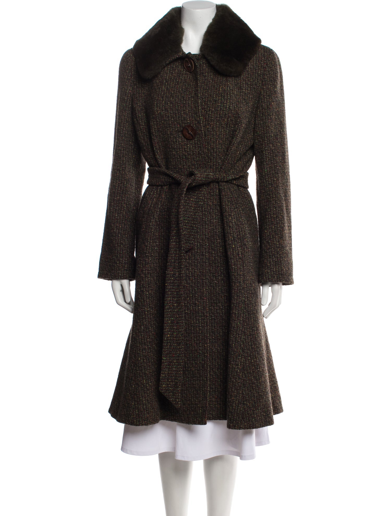 Max Mara Virgin Wool Printed Trench Coat