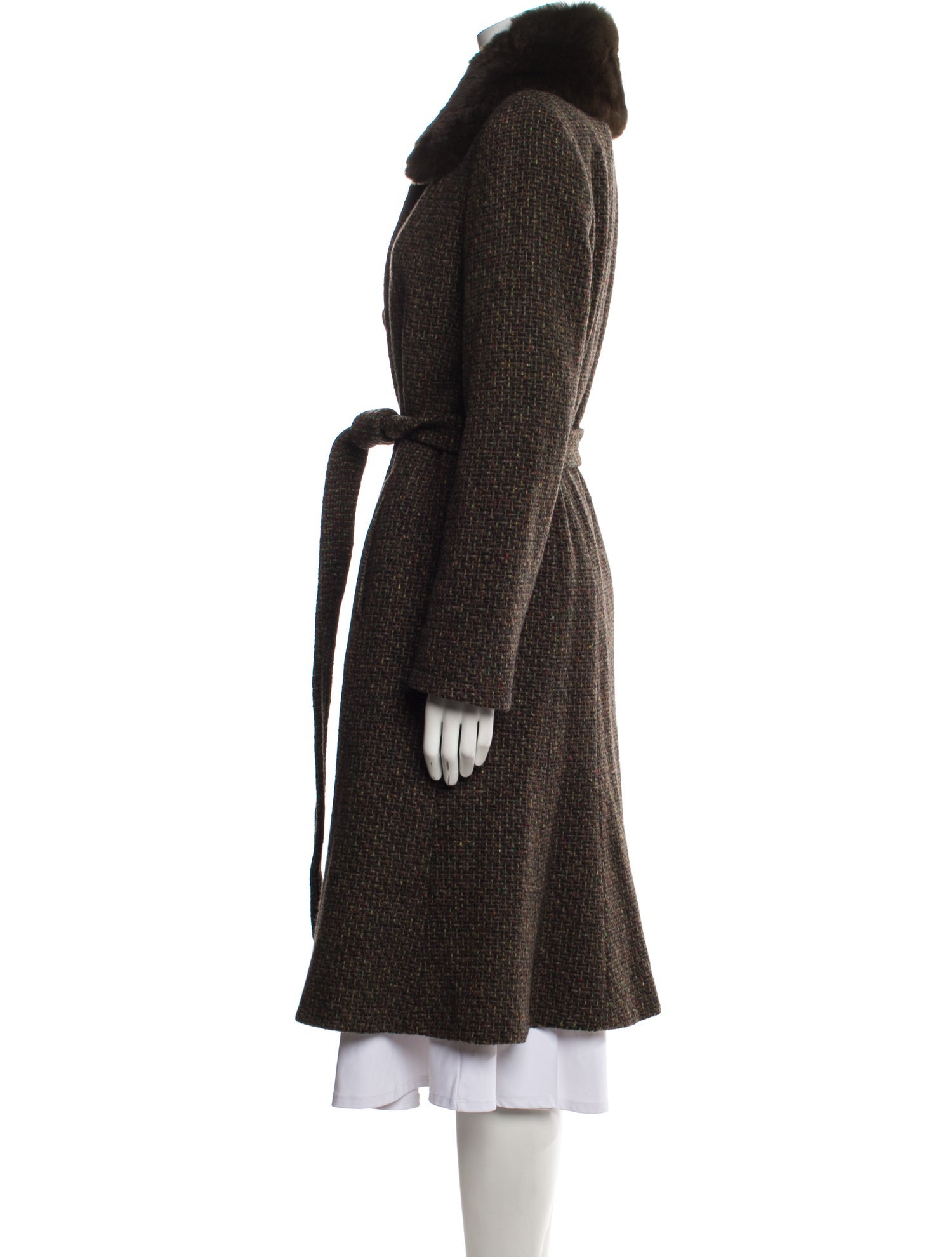 Max Mara Virgin Wool Printed Trench Coat