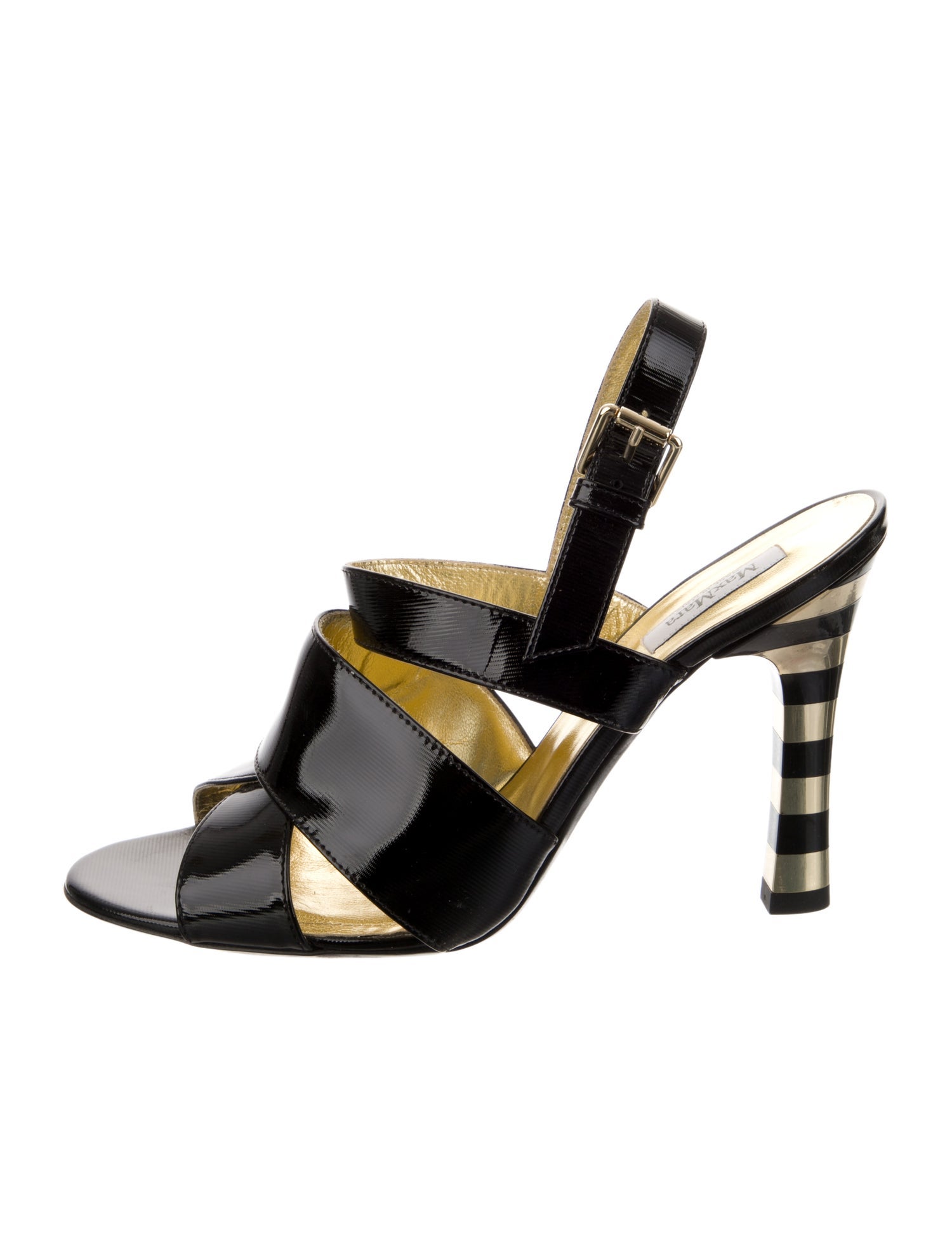 Max Mara Patent Leather Animal Print Slingback Sandals